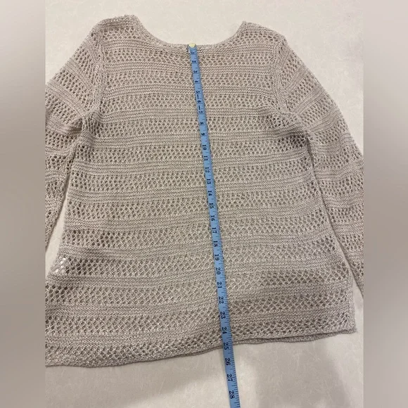 Zozo Crochet Sweater Oatmeal Womens Size Large Scoop Neck - Picture 5 of 10